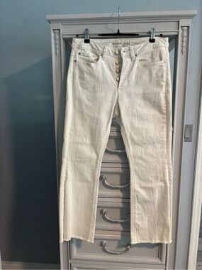 Michael Kors Cream Straight-Leg Button-Front Jeans